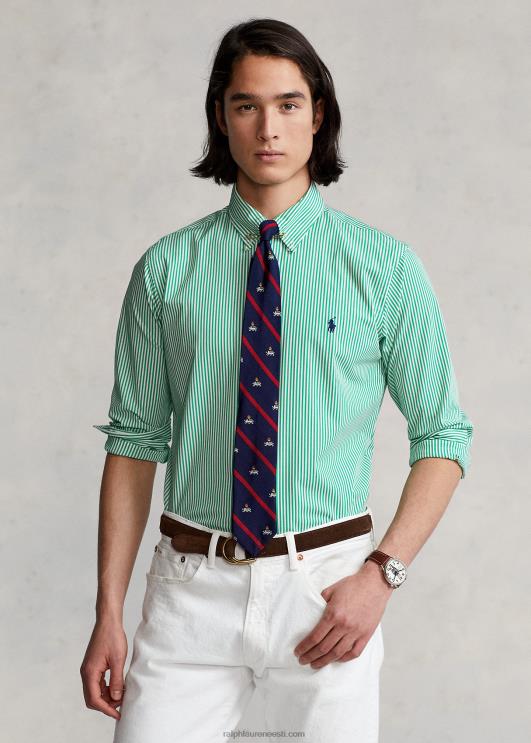 Ralph Lauren mehed klassikaline triibuline veniv poplinsärk PR0V773 golf roheline/valge