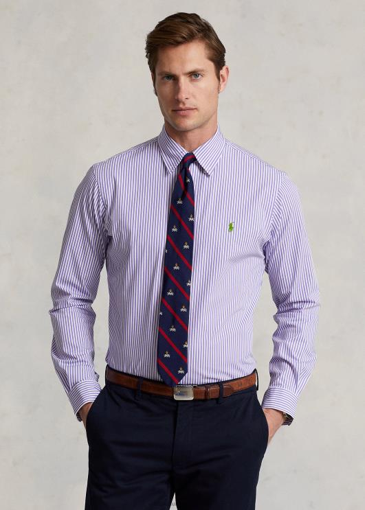 Ralph Lauren mehed klassikaline triibuline veniv poplinsärk PR0V774 lavendel/valge