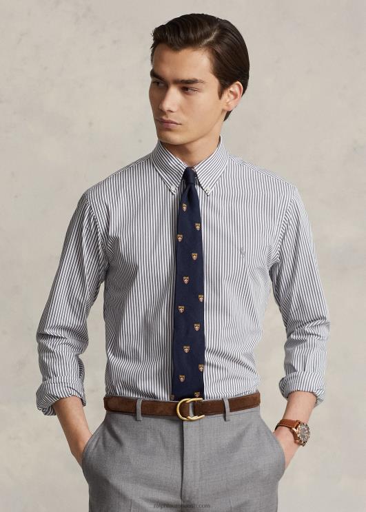 Ralph Lauren mehed klassikaline triibuline veniv poplinsärk PR0V776 loft hall/valge