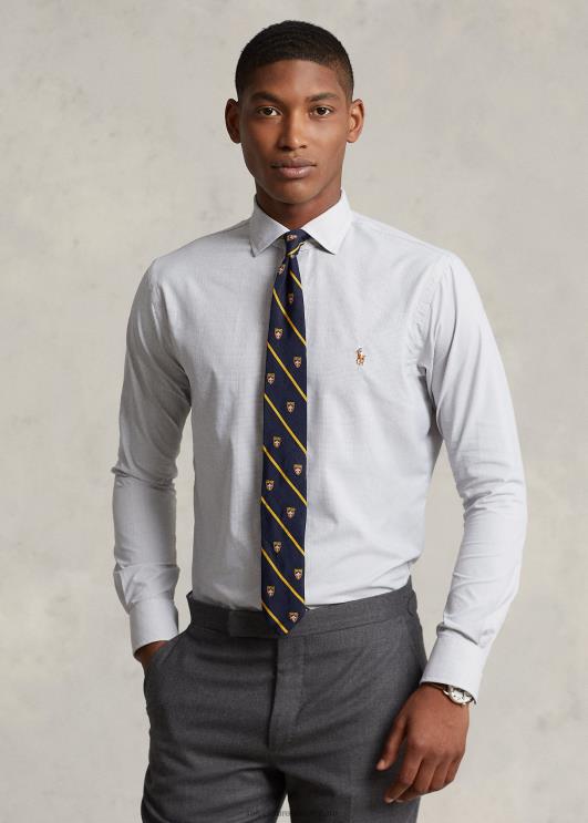 Ralph Lauren mehed klassikalise sobivusega ruuduline esinemissärk PR0V8487 hall udu/valge