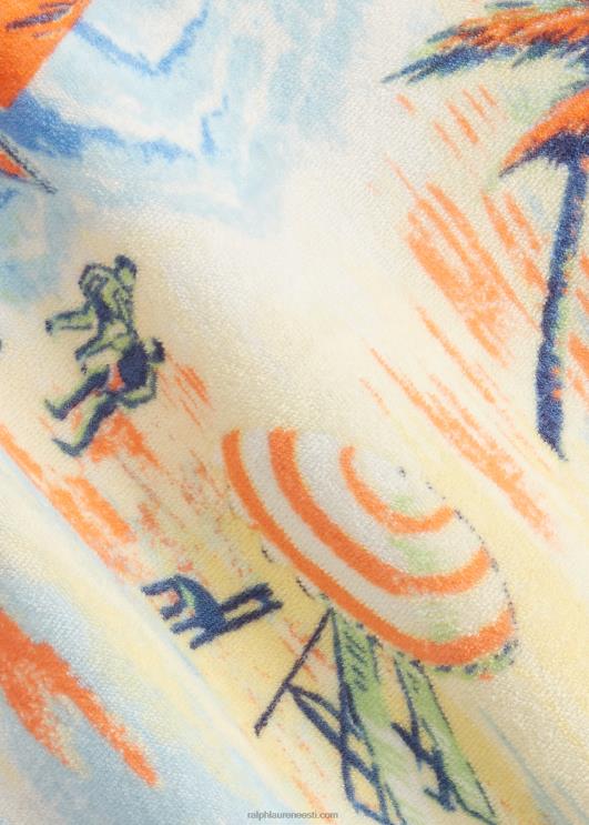 Ralph Lauren mehed kohandatud õhuke troopilise mustriga froteesärk PR0V762 Hawaii rannabasaar