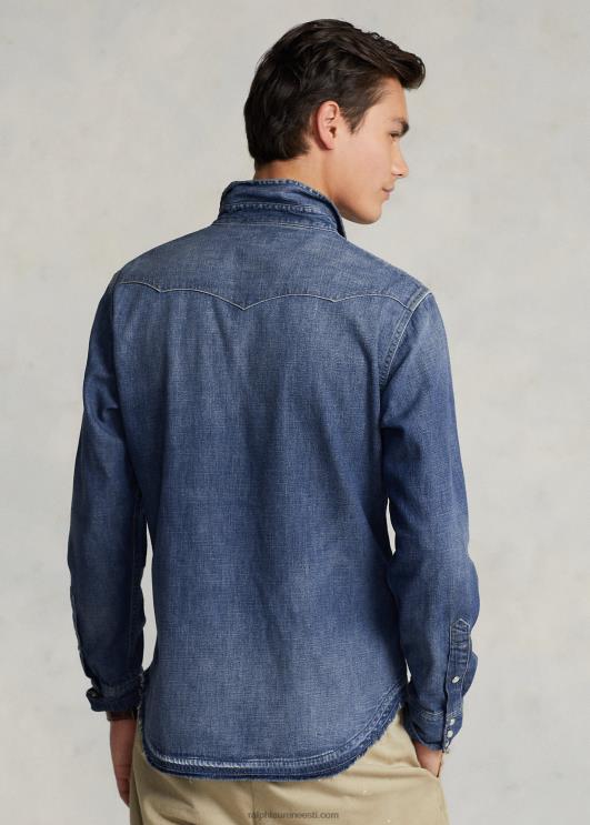 Ralph Lauren mehed narmendunud servaga teksariidest läänesärk PR0V1205 merevägi