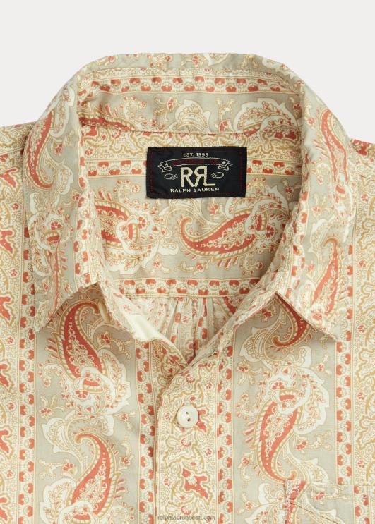 Ralph Lauren mehed paisley mustriga kootud särk PR0V1722 punane/pruun