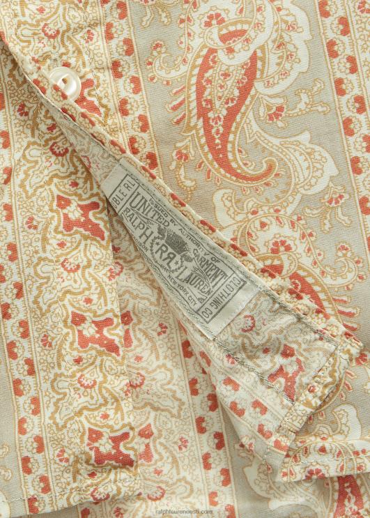 Ralph Lauren mehed paisley mustriga kootud särk PR0V1722 punane/pruun