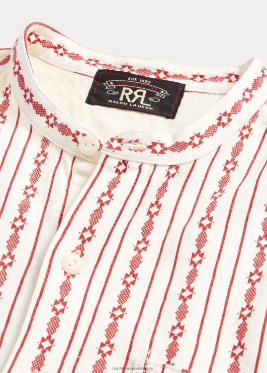 Ralph Lauren mehed prindiga linane-puuvillane popover töösärk PR0V8701 punane/kreem