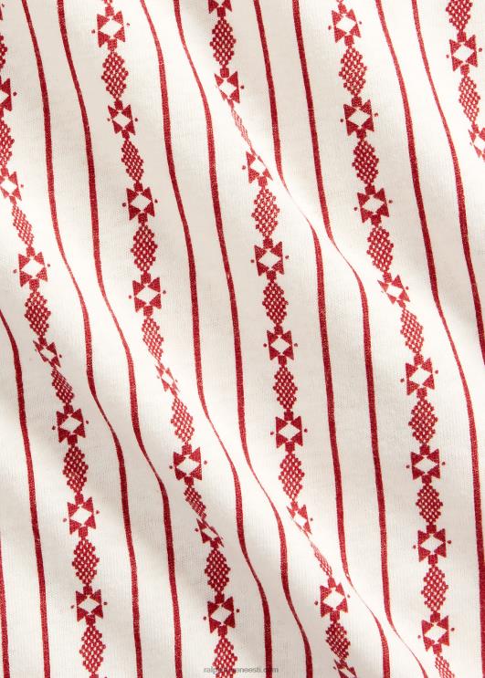 Ralph Lauren mehed prindiga linane-puuvillane popover töösärk PR0V8701 punane/kreem