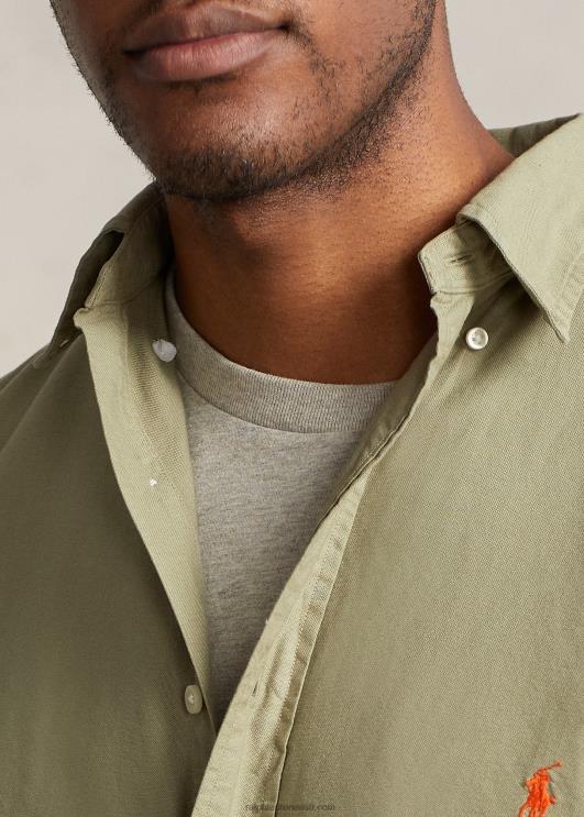 Ralph Lauren mehed rõivaga värvitud oxfordi särk PR0V1879 salvei roheline
