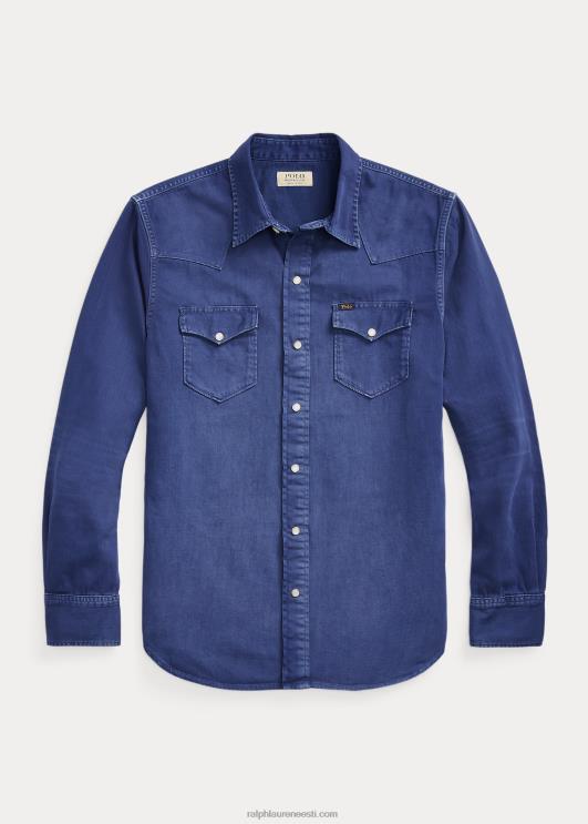 Ralph Lauren mehed rõivaga värvitud teksariidest läänesärk PR0V1119 kerge merevägi