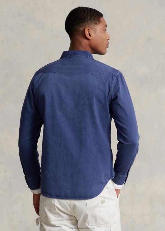 Ralph Lauren mehed rõivaga värvitud teksariidest läänesärk PR0V1119 kerge merevägi