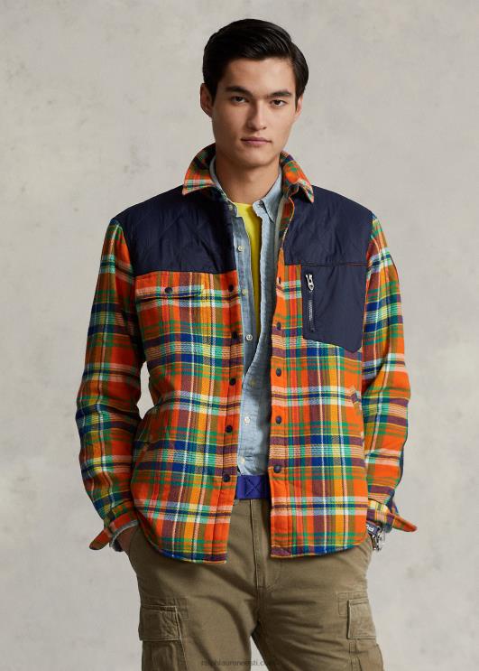 Ralph Lauren mehed ruuduline flanellist hübriidsärk PR0V8474 oranž/kuninglik multi