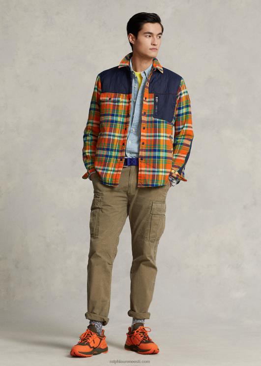 Ralph Lauren mehed ruuduline flanellist hübriidsärk PR0V8474 oranž/kuninglik multi