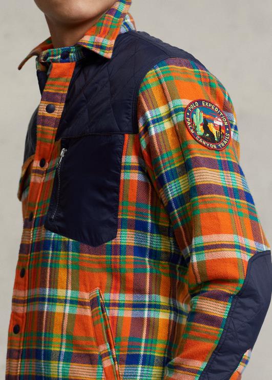 Ralph Lauren mehed ruuduline flanellist hübriidsärk PR0V8474 oranž/kuninglik multi