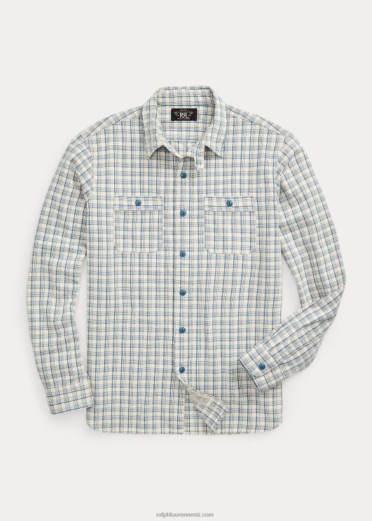 Ralph Lauren mehed ruuduline kootud töösärk PR0V1731 kreem/sinine