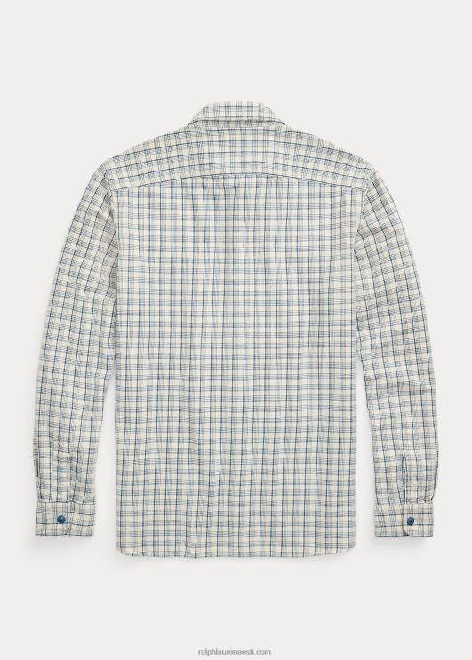 Ralph Lauren mehed ruuduline kootud töösärk PR0V1731 kreem/sinine