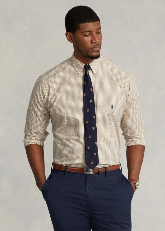 Ralph Lauren mehed ruuduline veniv poplinsärk PR0V1326 vintage khaki/valge