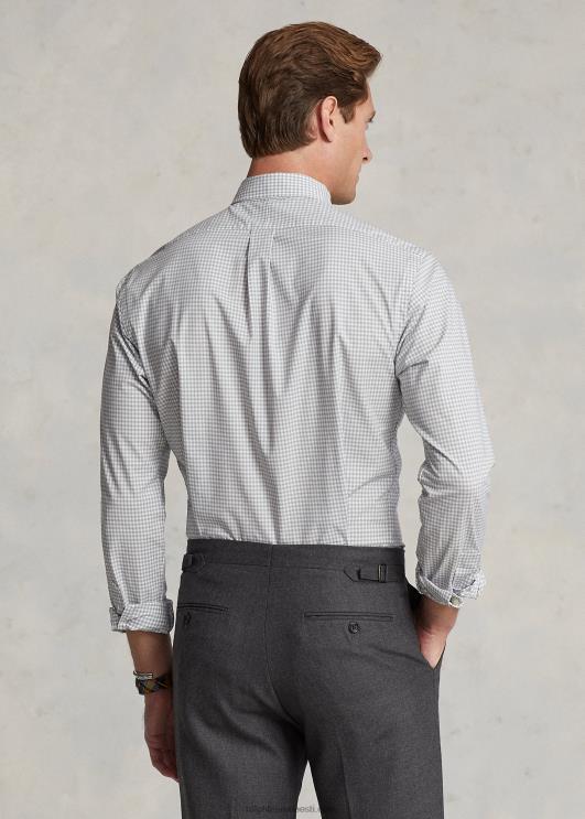 Ralph Lauren mehed slim fit hõlmikpuust veniv poplinsärk PR0V812 hall/valge