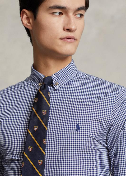 Ralph Lauren mehed slim fit hõlmikpuust veniv poplinsärk PR0V813 mereväe/valge