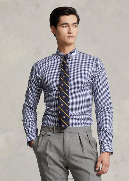 Ralph Lauren mehed slim fit hõlmikpuust veniv poplinsärk PR0V813 mereväe/valge