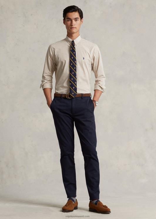 Ralph Lauren mehed slim fit hõlmikpuust veniv poplinsärk PR0V814 vintage khaki/valge