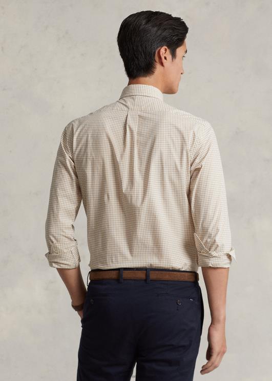 Ralph Lauren mehed slim fit hõlmikpuust veniv poplinsärk PR0V814 vintage khaki/valge