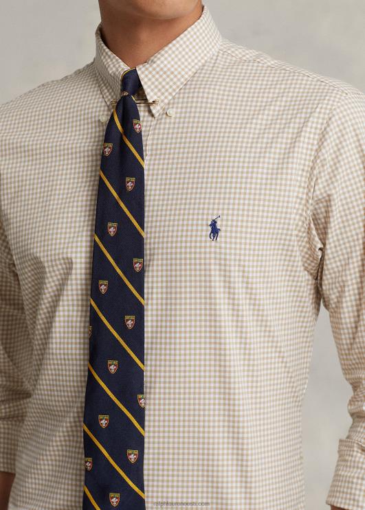 Ralph Lauren mehed slim fit hõlmikpuust veniv poplinsärk PR0V814 vintage khaki/valge