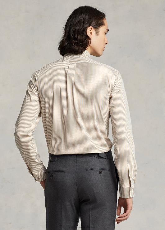 Ralph Lauren mehed slim fit triibuline veniv poplinsärk PR0V893 vintage khaki/valge