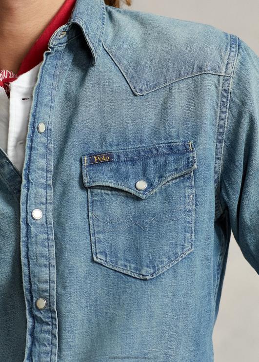 Ralph Lauren mehed slub denim lääne särk PR0V8494 rl lääne