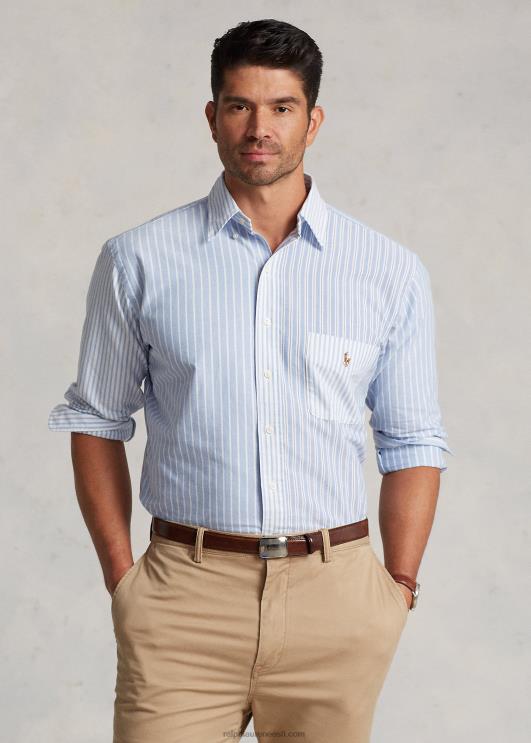 Ralph Lauren mehed triibuline oxfordi lõbus särk PR0V1319 sinine lõbus särk