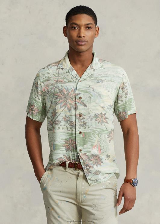 Ralph Lauren mehed troopilise mustriga klassikaline laagrisärk PR0V637 hawaii rand