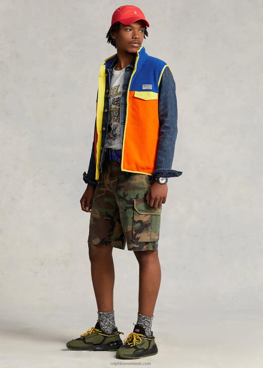 Ralph Lauren mehed värviblokeeritud harjatud fliisvest PR0V1265 purjetav oranž multi