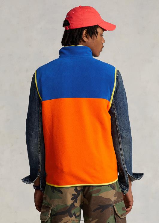 Ralph Lauren mehed värviblokeeritud harjatud fliisvest PR0V1265 purjetav oranž multi