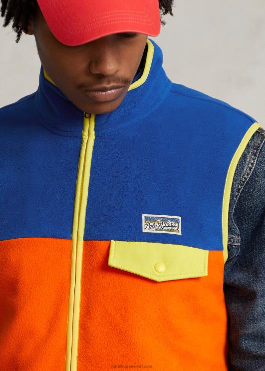 Ralph Lauren mehed värviblokeeritud harjatud fliisvest PR0V1265 purjetav oranž multi