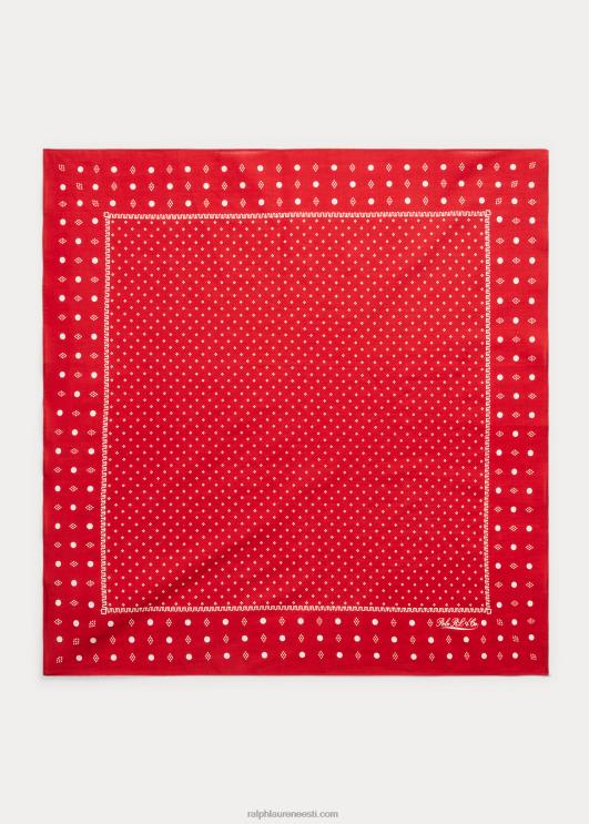 Ralph Lauren mehed geomeetrilise mustriga puuvillane bandanna PR0V2464 punane/kreem