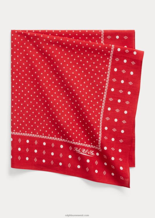 Ralph Lauren mehed geomeetrilise mustriga puuvillane bandanna PR0V2464 punane/kreem