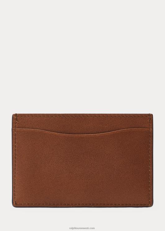 Ralph Lauren mehed metallist tahvel nahast kaardikohver PR0V9031 kastan