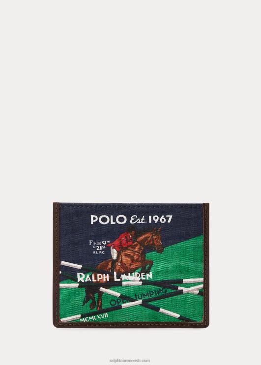 Ralph Lauren mehed ratsutamislõuendist ja nahast kaardikohver PR0V2422 Newporti merevägi
