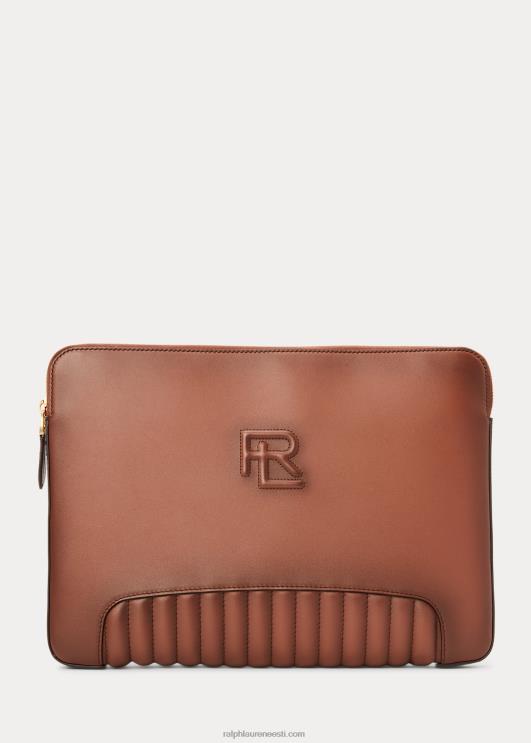 Ralph Lauren mehed tepitud poleeritud vasikanahast tehniline ümbris PR0V8938 kastan