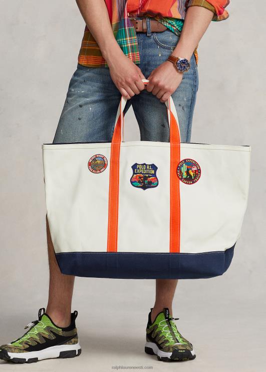 Ralph Lauren mehed logo-plaastriga lõuendikangas PR0V2406 tekipesu valge