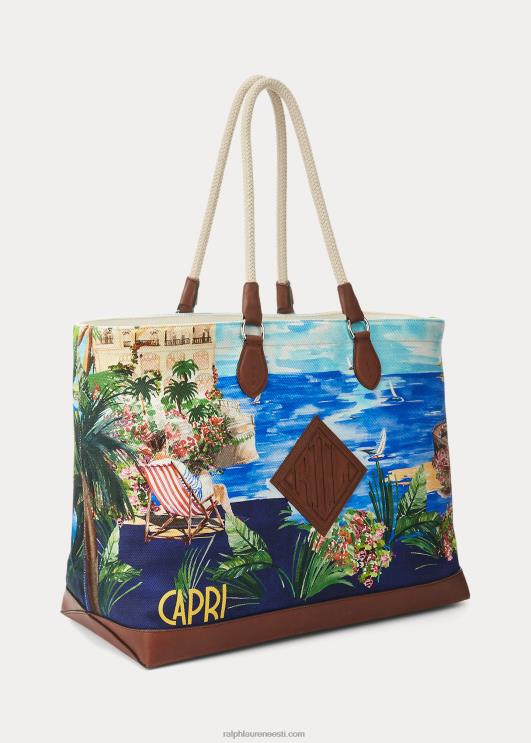 Ralph Lauren mehed nahkkattega prindiga lõuendikott PR0V8924 capri