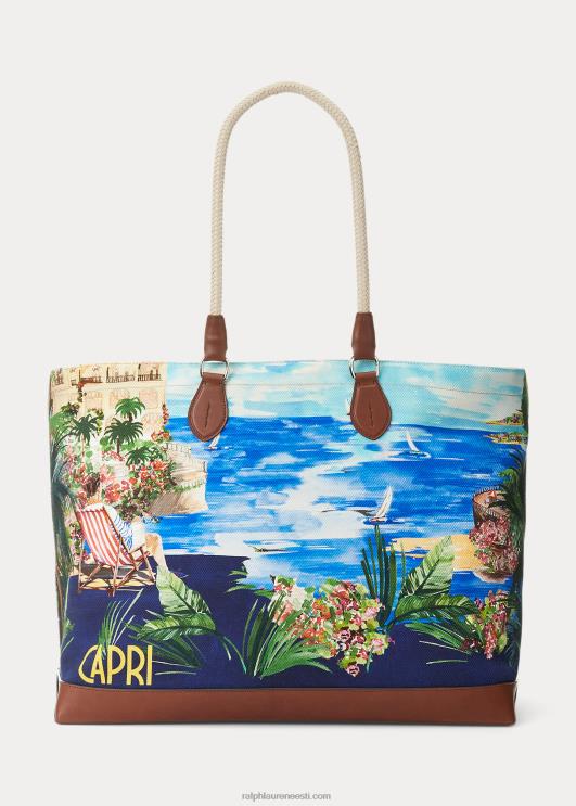 Ralph Lauren mehed nahkkattega prindiga lõuendikott PR0V8924 capri