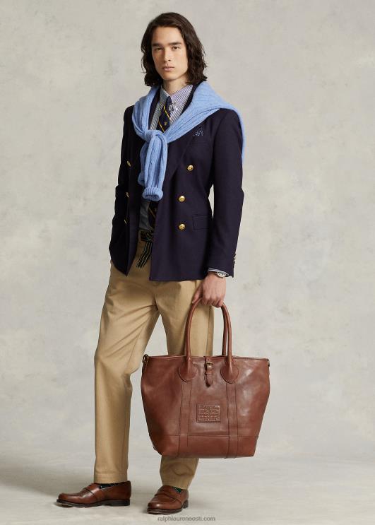 Ralph Lauren mehed pärand trummeldatud nahast kott PR0V2338 sadul