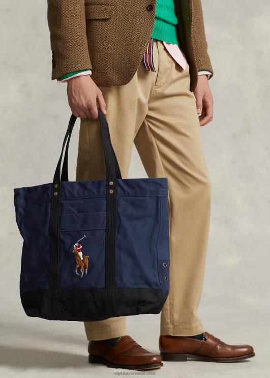 Ralph Lauren mehed suur poni lõuendist kandekott PR0V2743 tumesinine/must