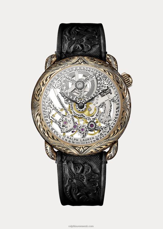 Ralph Lauren mehed 45 mm graveeritud roosa kullast skelett PR0V2838