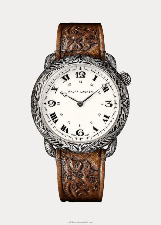 Ralph Lauren mehed ümmargune 45 mm graveeritud hõbe PR0V2836