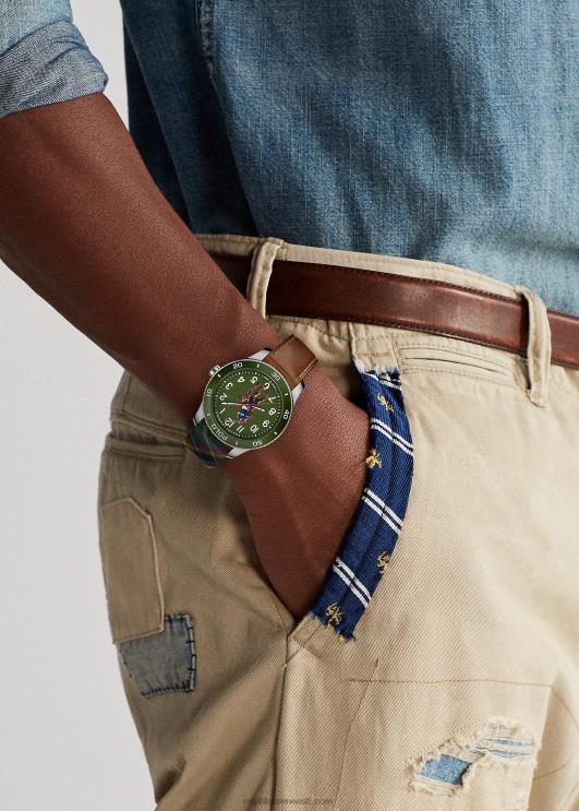 Ralph Lauren mehed polo kella roheline sihverplaat PR0V9726