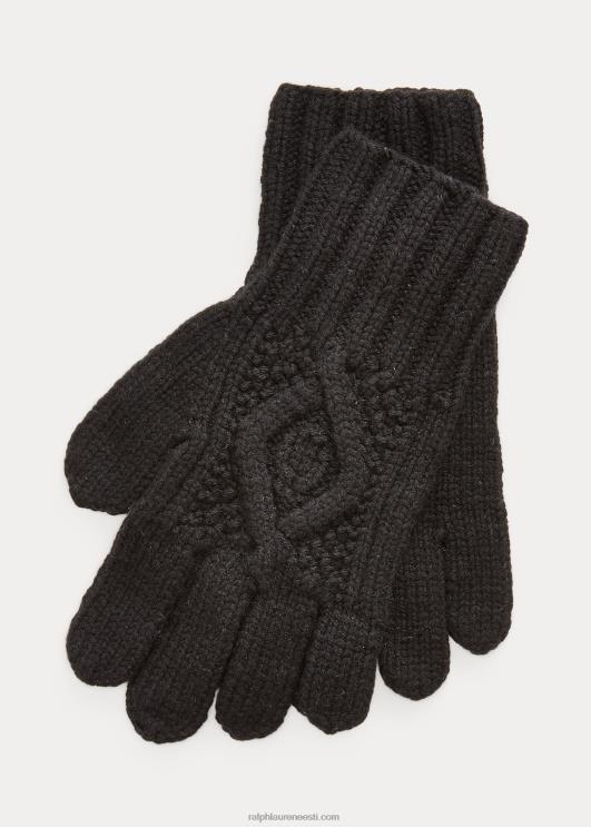 Ralph Lauren mehed käsitsi kootud kaablikašmiirkindad PR0V8996 must