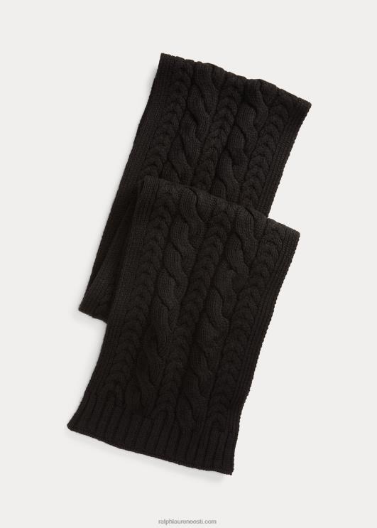 Ralph Lauren mehed kaabliga kootud kašmiirist sall PR0V9004 must