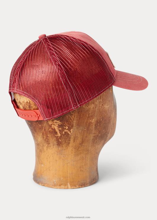 Ralph Lauren mehed logo-plaastri toimse veoauto kork PR0V8865 pleekinud punane