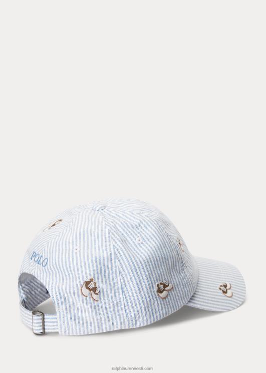 Ralph Lauren mehed tikitud triibuline oxfordi pallimütsike PR0V2366 oxfordi triip