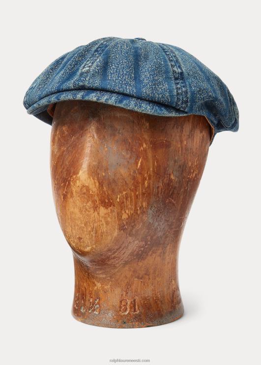 Ralph Lauren mehed triibuline toimse ajalehemüts PR0V8826 pleekinud indigo